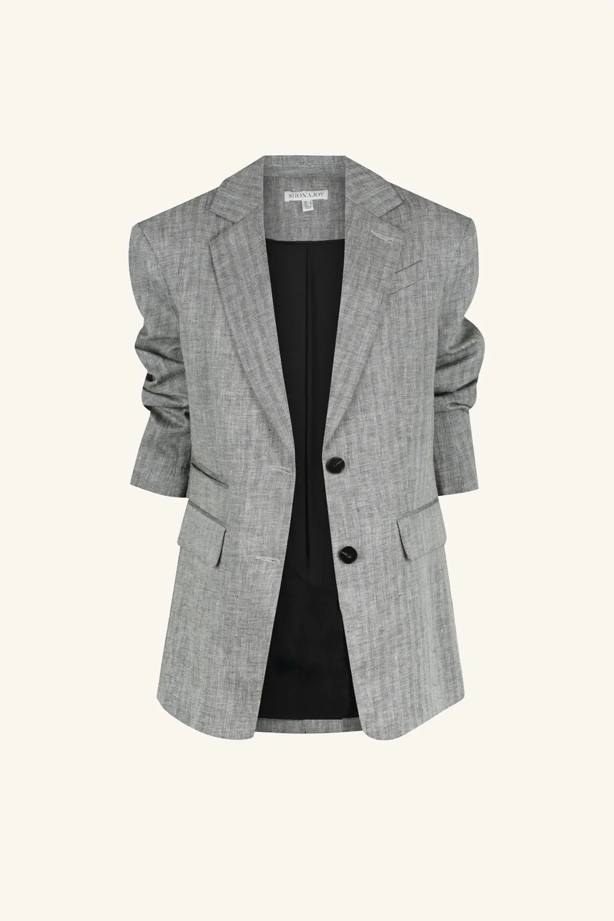 AMANDA LINEN OVERSIZED BLAZER - ASH