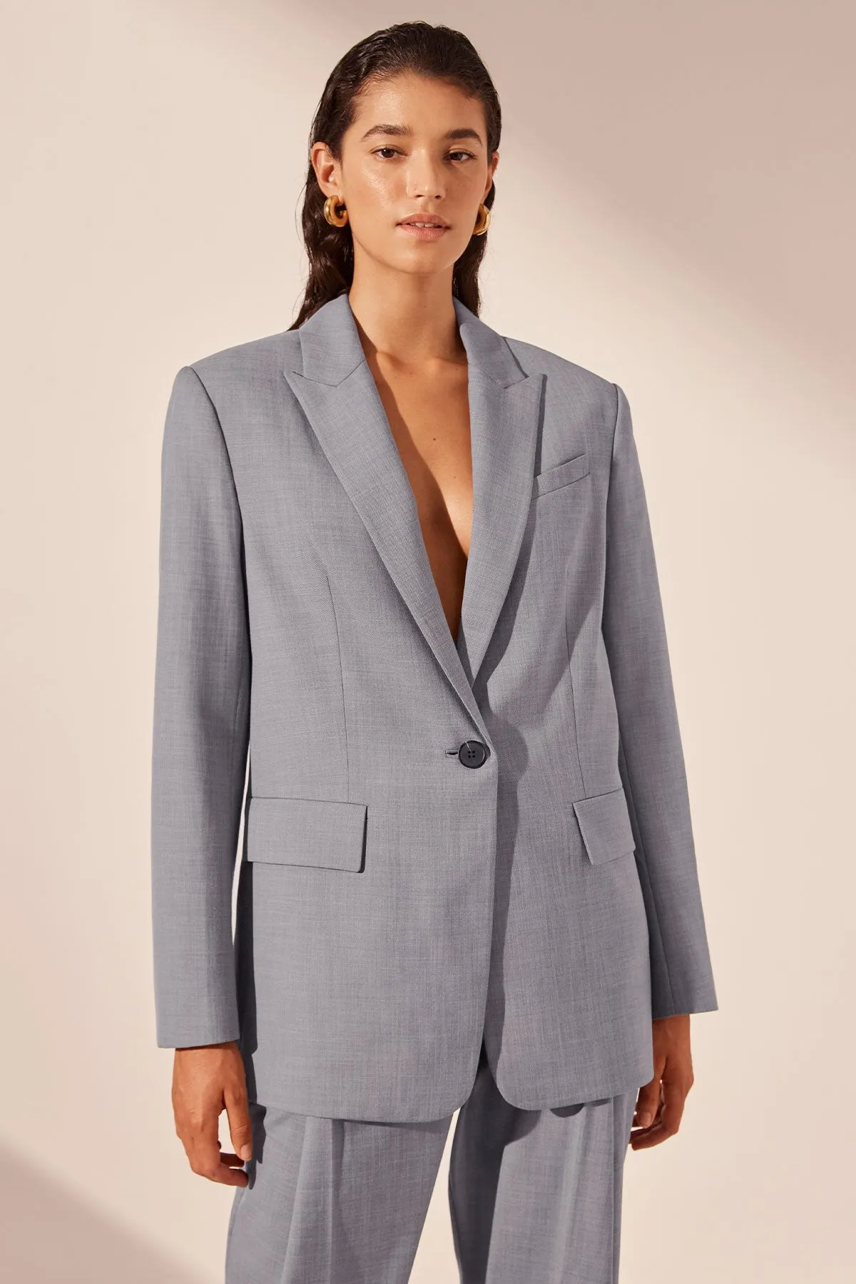 ASHER OVERSIZED TAILORED BLAZER - STEEL GREY