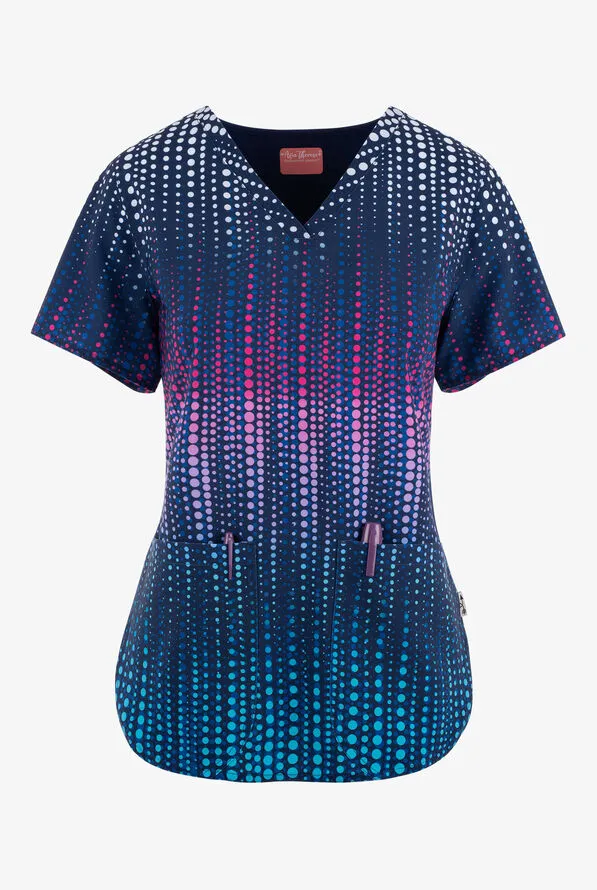 Ava Therese Women's Dazzle N Dots Print Scrub Top