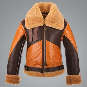 Aviator Sheepskin RAF Men B3 Shearling Bomber Leather Jacket