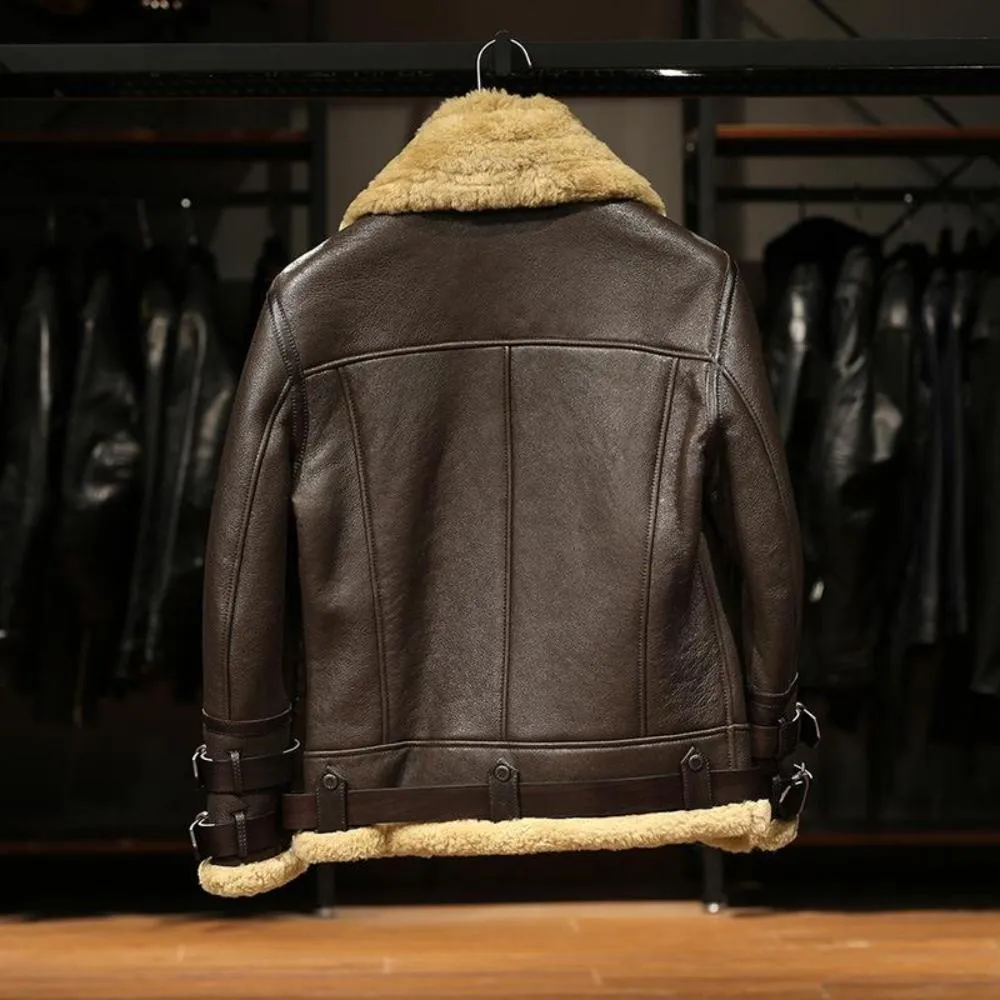 B-3 Double-layer Collar Sheepskin Jacket