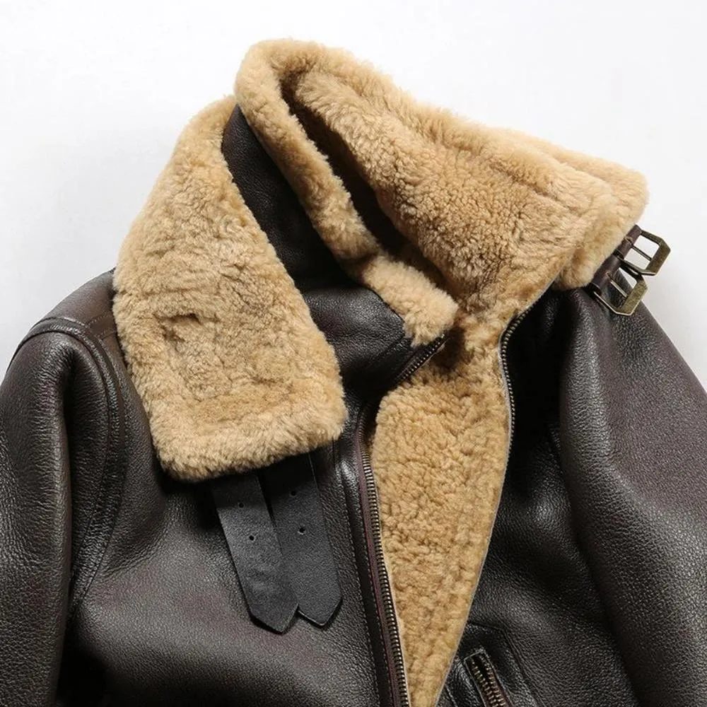 B-3 Double-layer Collar Sheepskin Jacket