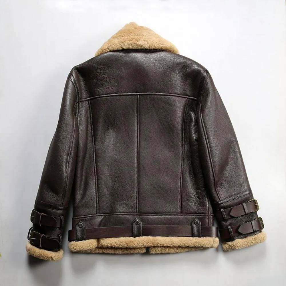 B-3 Double-layer Collar Sheepskin Jacket