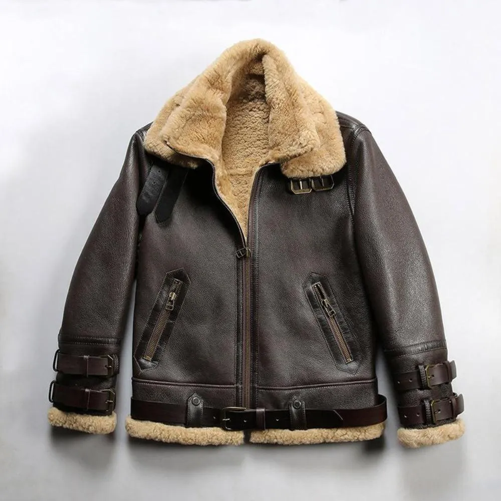 B-3 Double-layer Collar Sheepskin Jacket