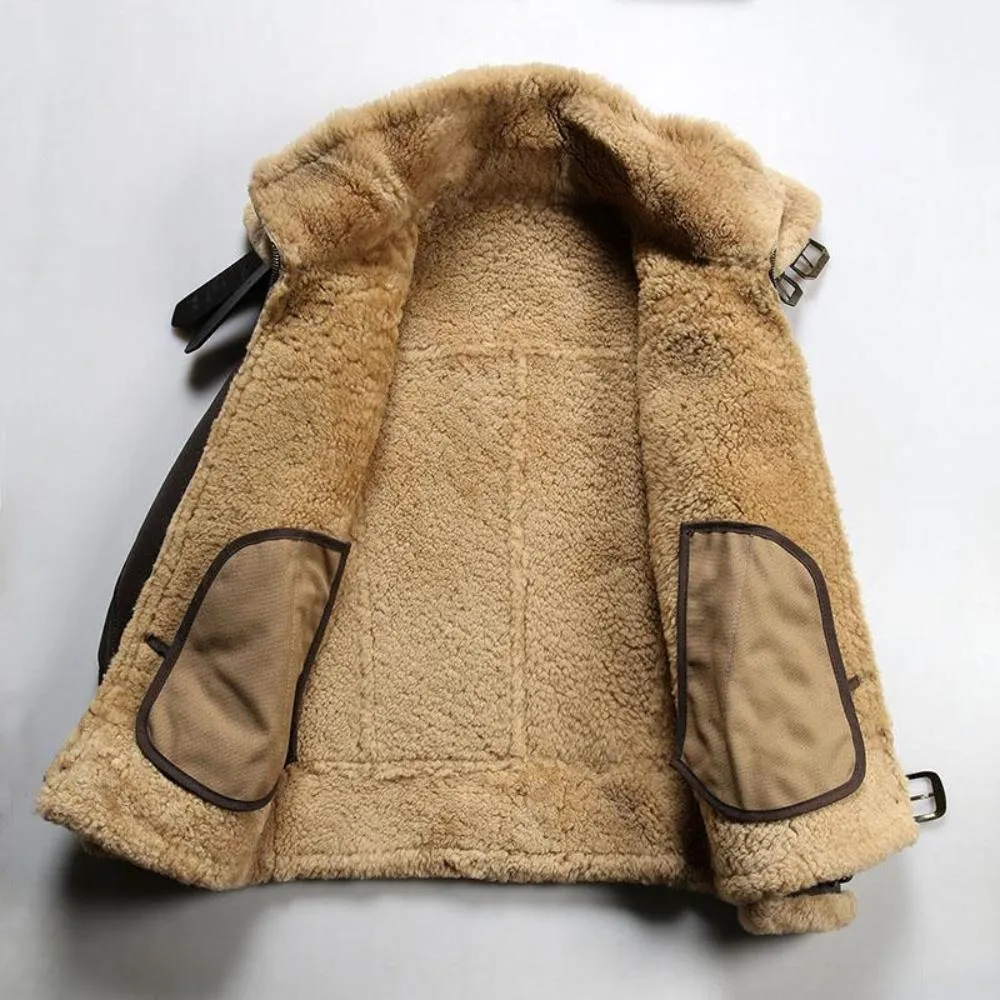 B-3 Double-layer Collar Sheepskin Jacket