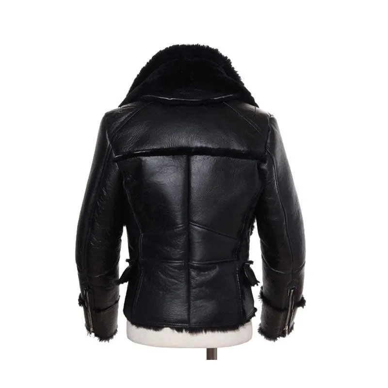 B3 Bomber Jacket Men Winter Wool Lamb Fur Aviator Jacket