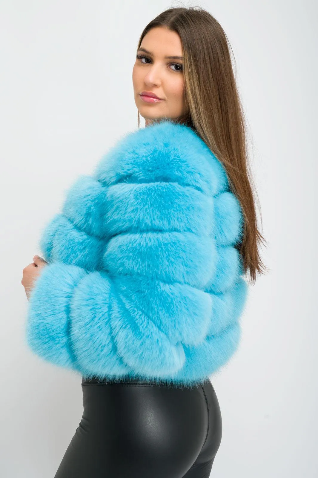 Blue Premium Faux Fur Jacket