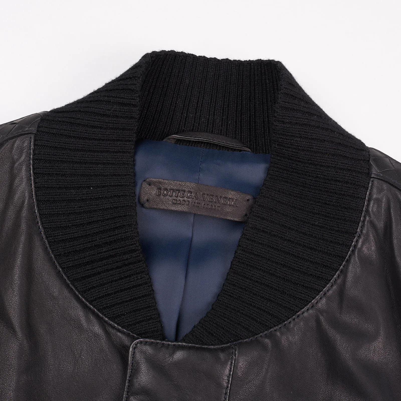 BOTTEGA VENETA Black Sheepskin Leather Bomber Jacket EU 50 NEW US M