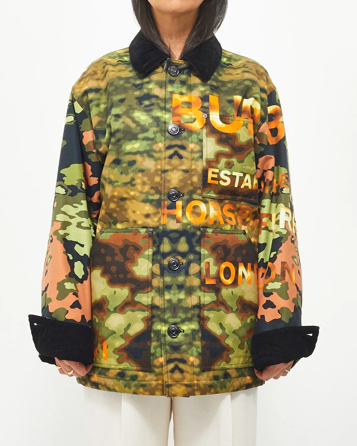 Burberry Men's Camo & Orange Graphic Bomber Jacket - S