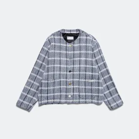 Cardigan Coat - Navy Cotton/Lurex Plaid Tweed