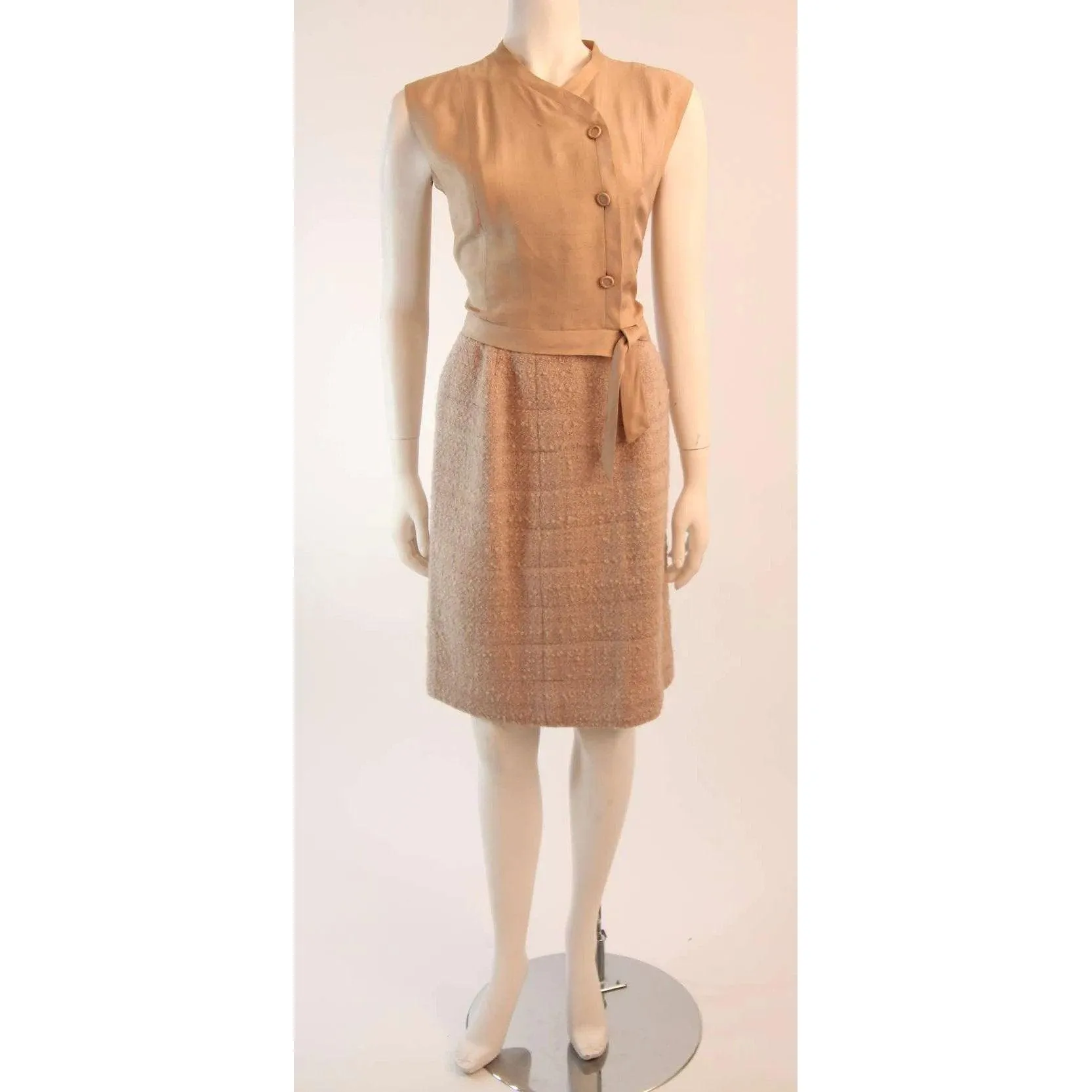 CHANEL 1960s Attributed to Chanel Cream Boucle 3 pc Tweed Suit | Size 37