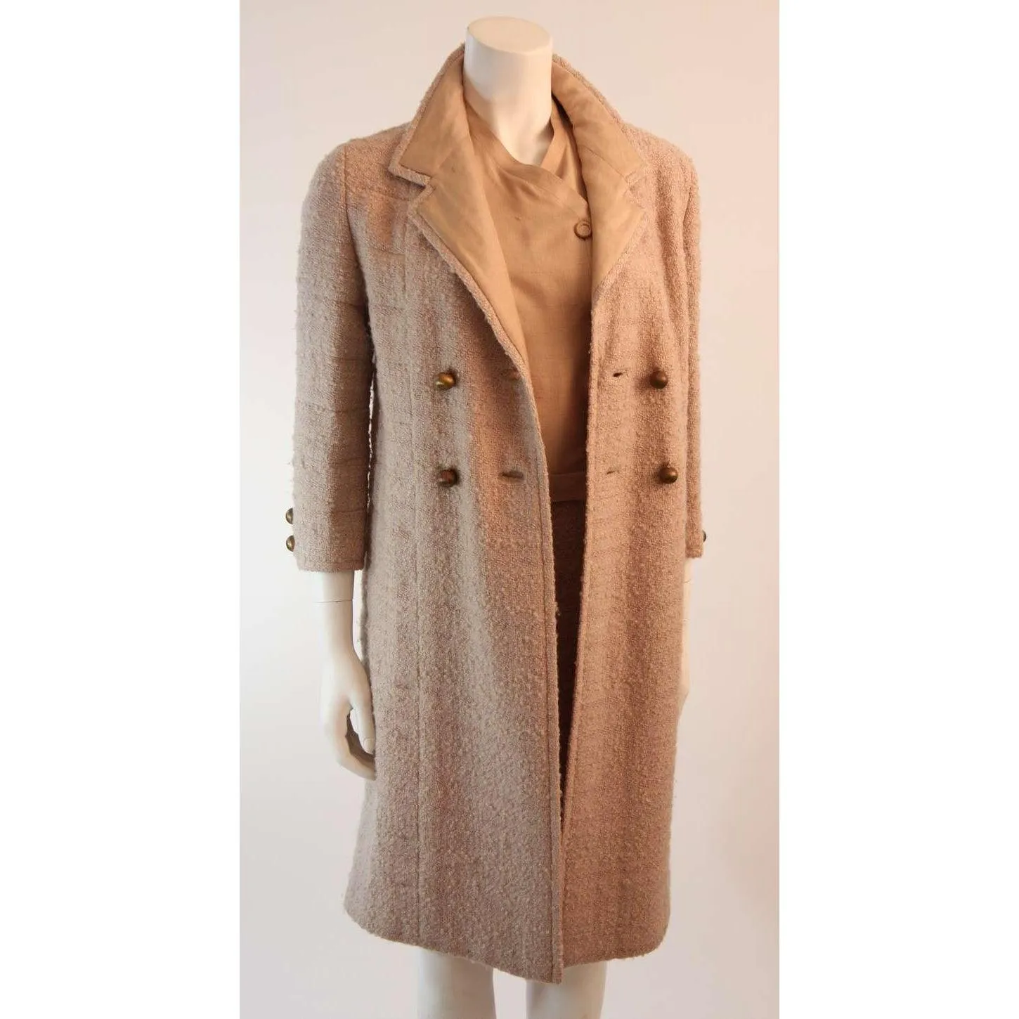 CHANEL 1960s Attributed to Chanel Cream Boucle 3 pc Tweed Suit | Size 37