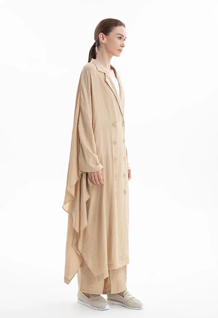 Choice Bat Wing Oversized Midi Jacket Sand Beige