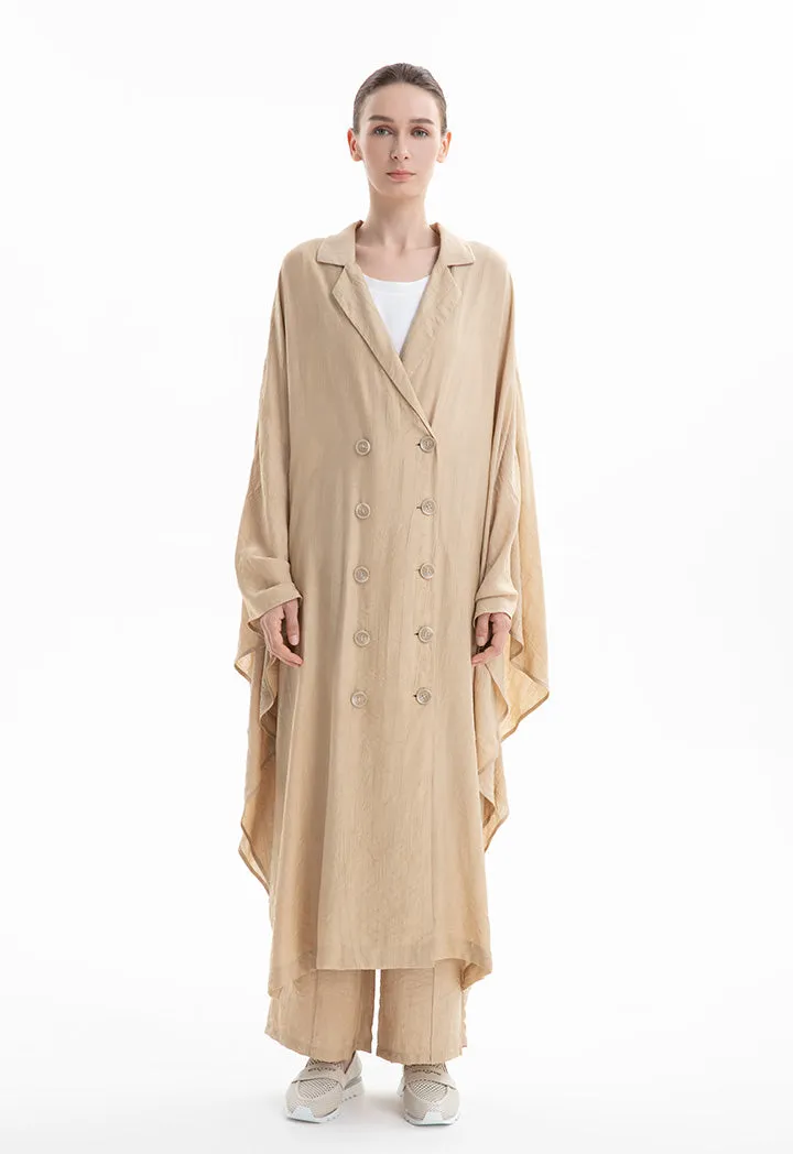 Choice Bat Wing Oversized Midi Jacket Sand Beige