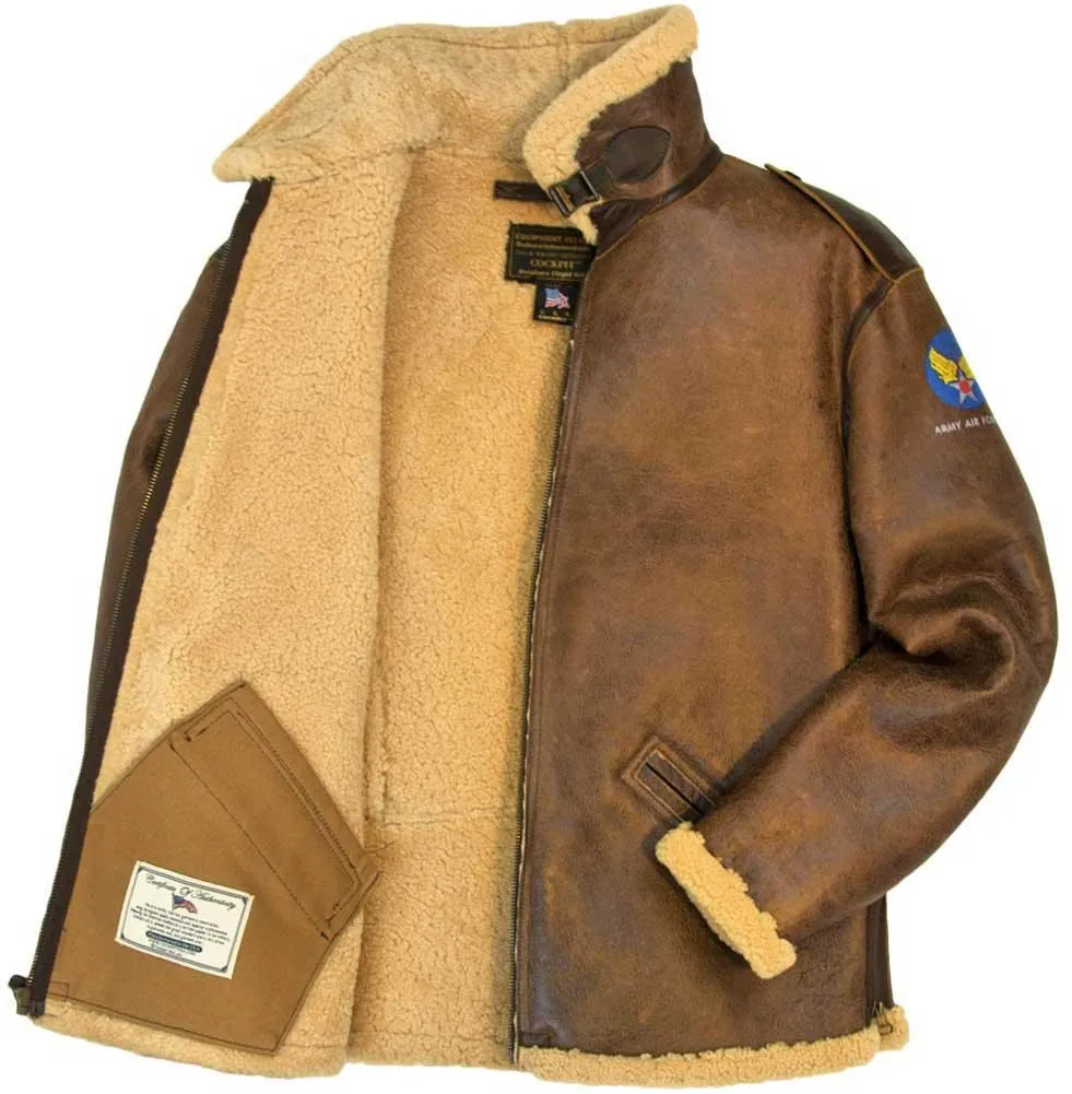 Cockpit USA Mens B-6 Shearling Bomber Jacket