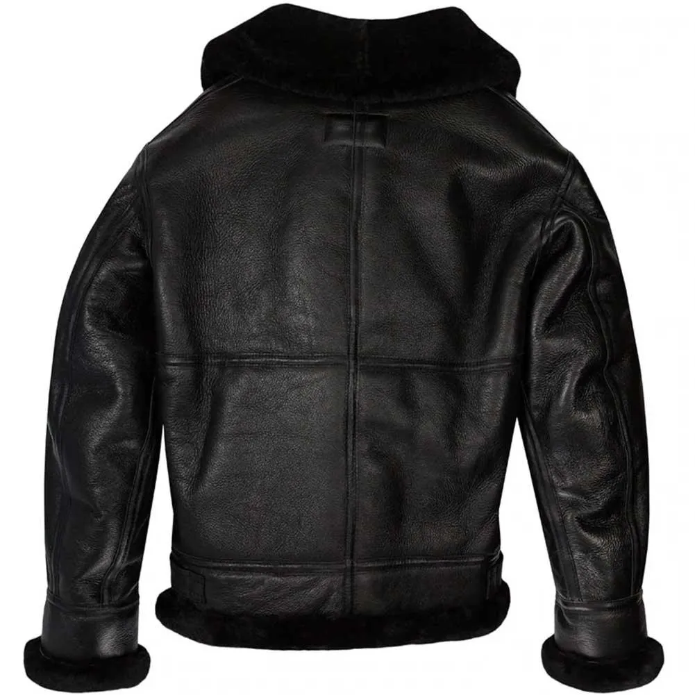 Cockpit USA Mens Black B-3 Sheepskin Bomber Jacket