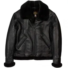 Cockpit USA Mens Black B-3 Sheepskin Bomber Jacket