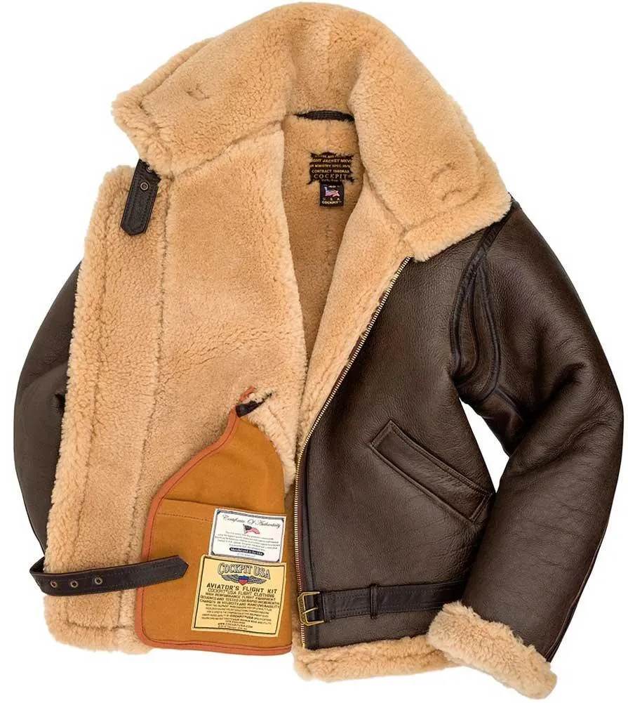 Cockpit USA Mens British R.A.F. Size 36 Sheepskin Bomber Jacket - Final Sale, Ships Same Day