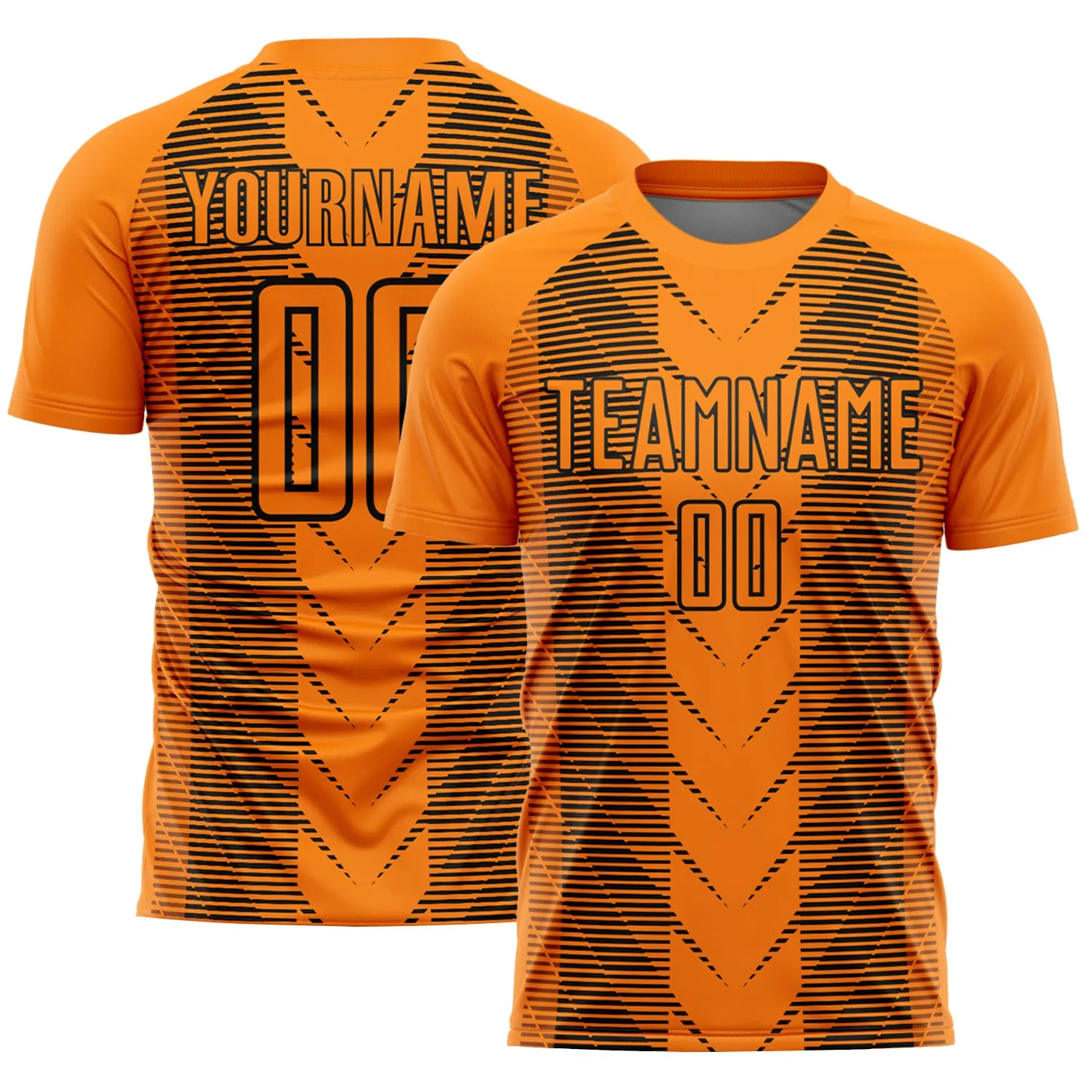 Custom Bay Orange Black Lines Sublimation Soccer Uniform Jersey