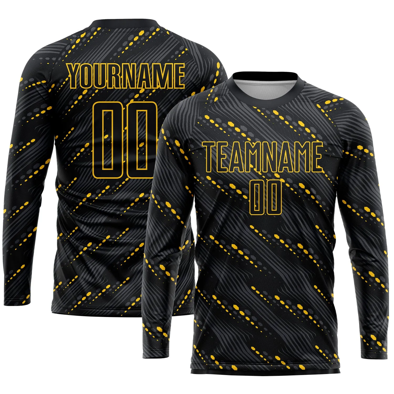 Custom Black Black-Gold Sublimation Soccer Uniform Jersey