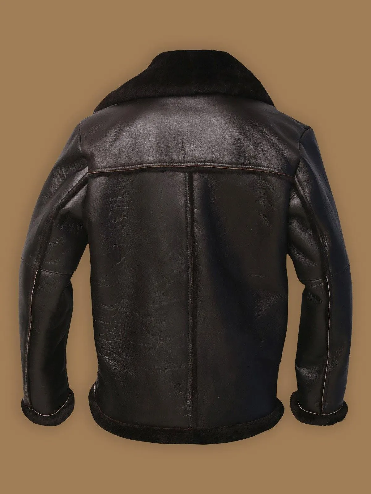 Dark Brown Shearling Aviator Leather Jacket for Men