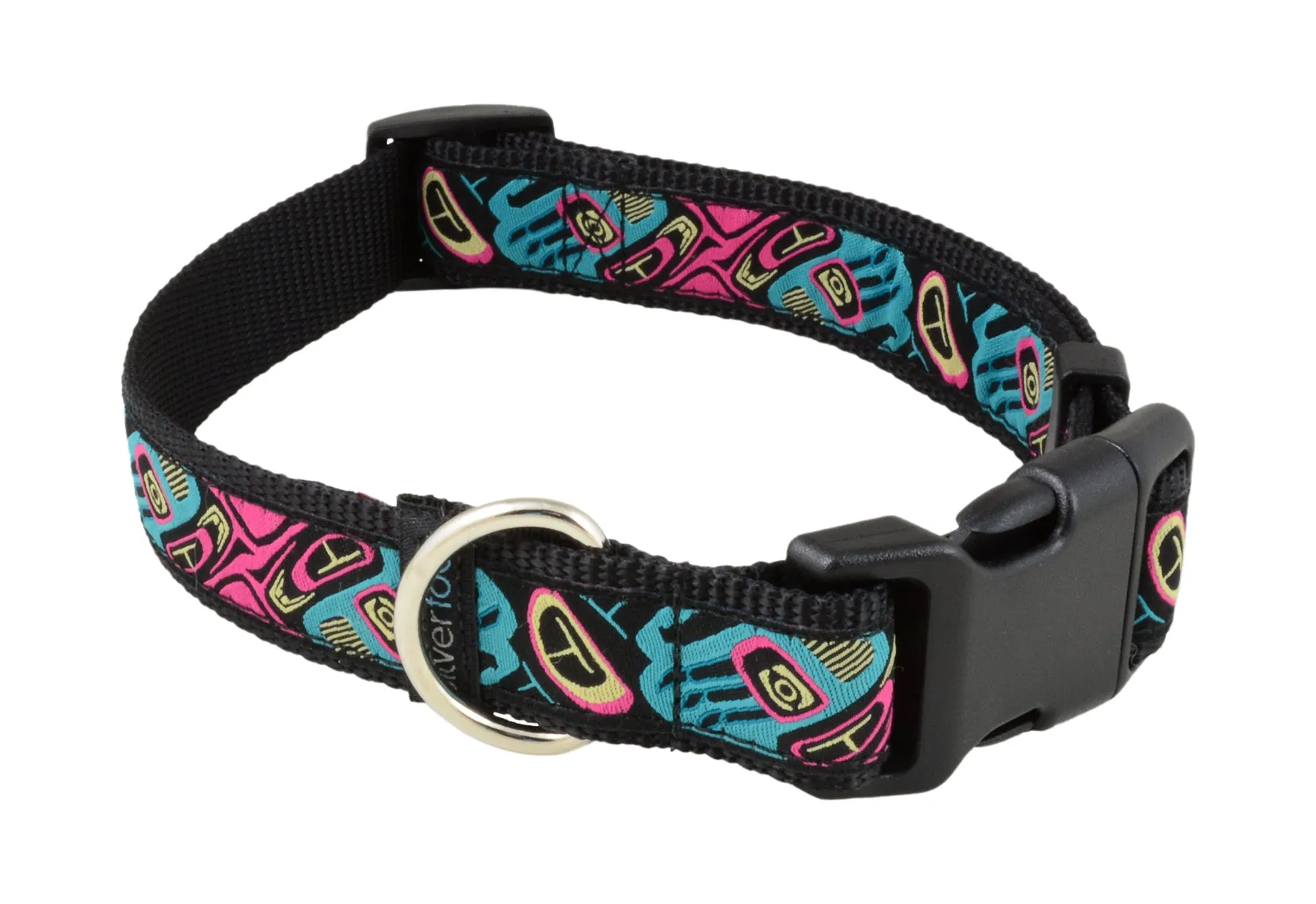 Dog Clip Collar - Bear Paw Pink Teal