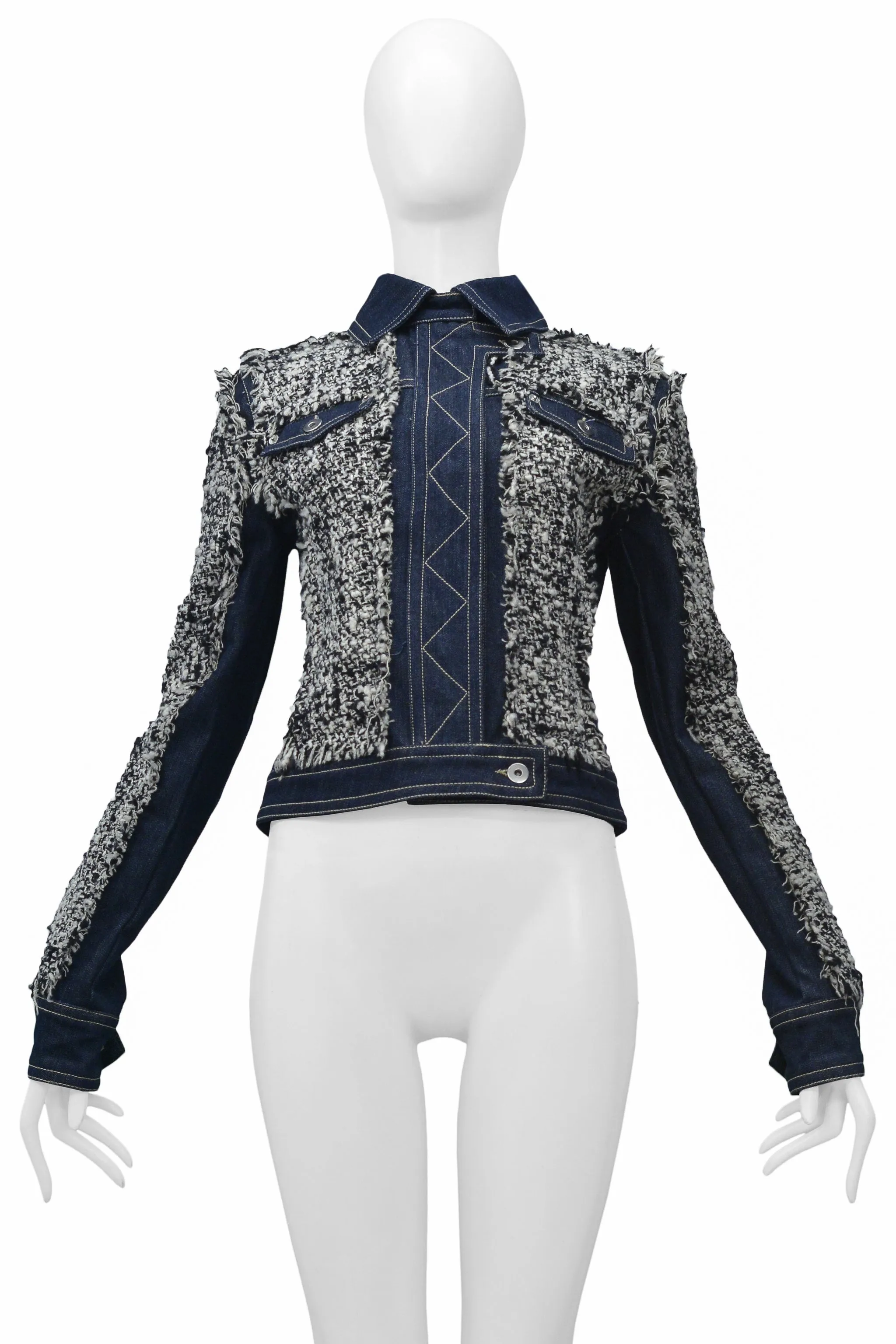 GIANFRANCO FERRE DENIM & BOUCLE JACKET