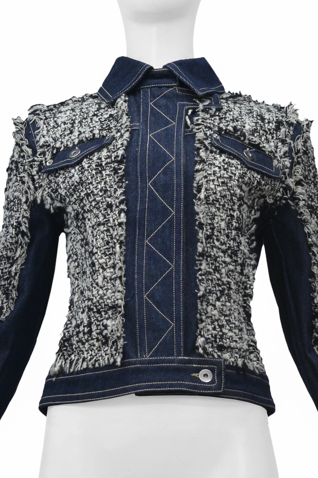 GIANFRANCO FERRE DENIM & BOUCLE JACKET