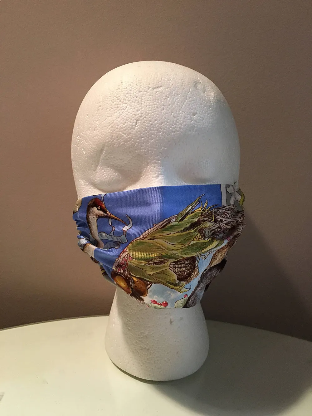 Handmade Hermes Faune et Flore Silk Scarf Masque