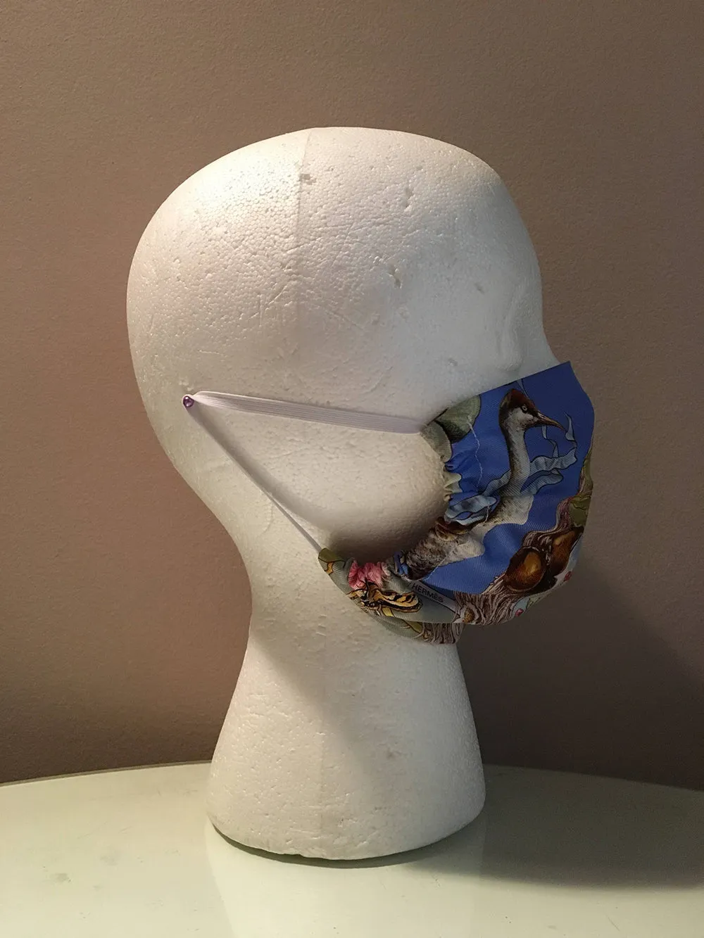 Handmade Hermes Faune et Flore Silk Scarf Masque