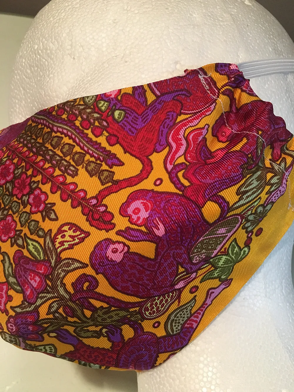 Handmade Hermes Legende Moghole Silk Scarf Face Mask