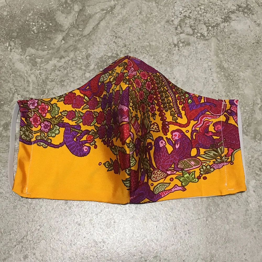 Handmade Hermes Legende Moghole Silk Scarf Face Mask