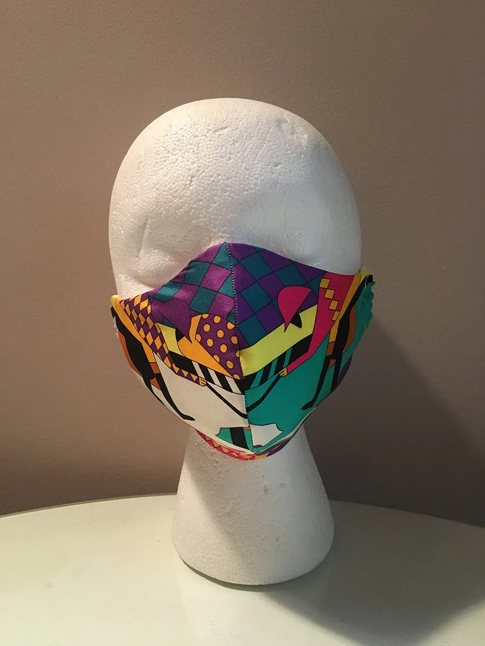 Handmade Hermes Steeple Chase Silk Scarf Face Mask