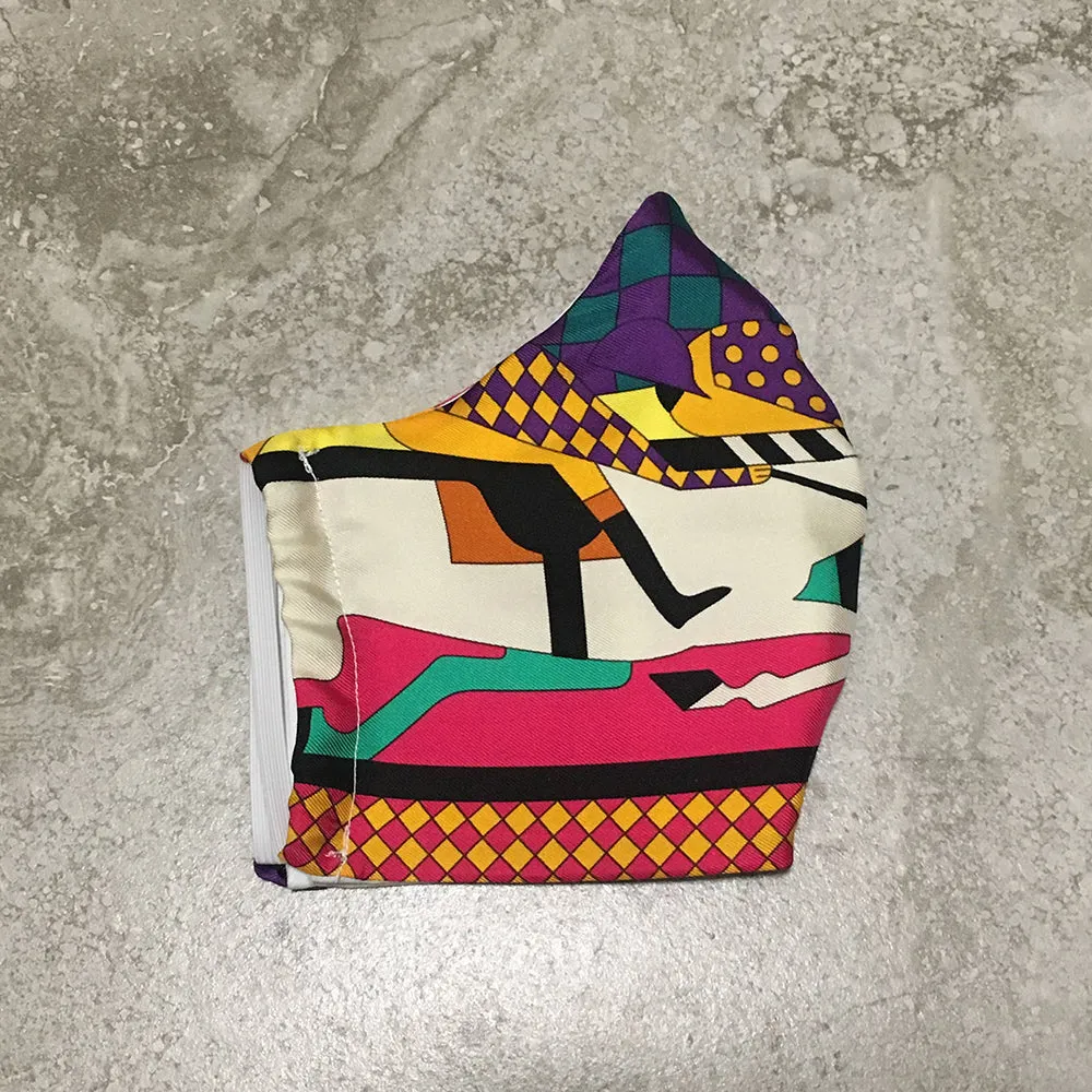 Handmade Hermes Steeple Chase Silk Scarf Face Mask