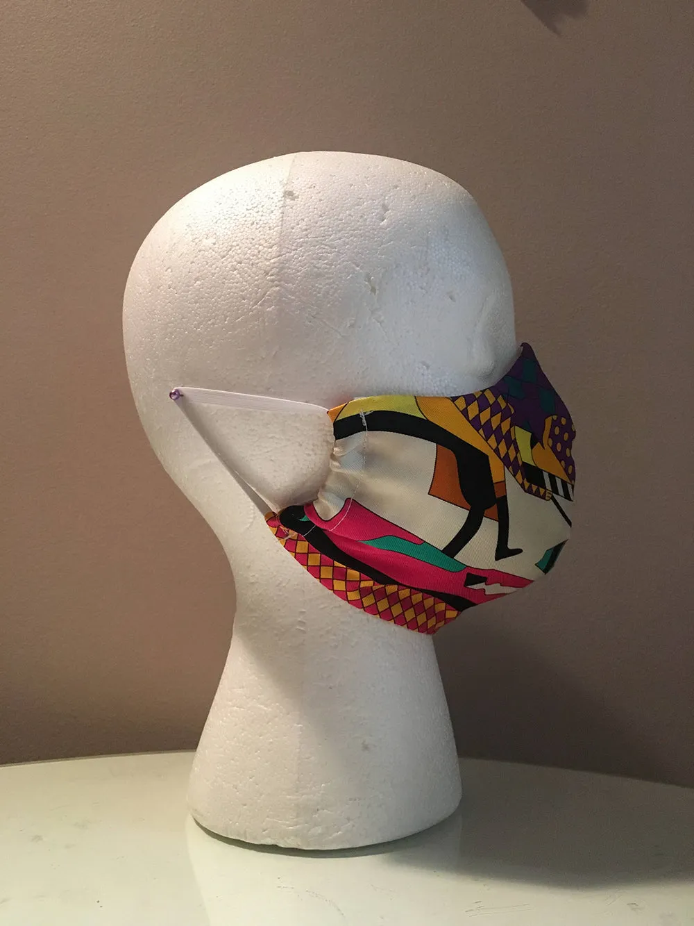 Handmade Hermes Steeple Chase Silk Scarf Face Mask