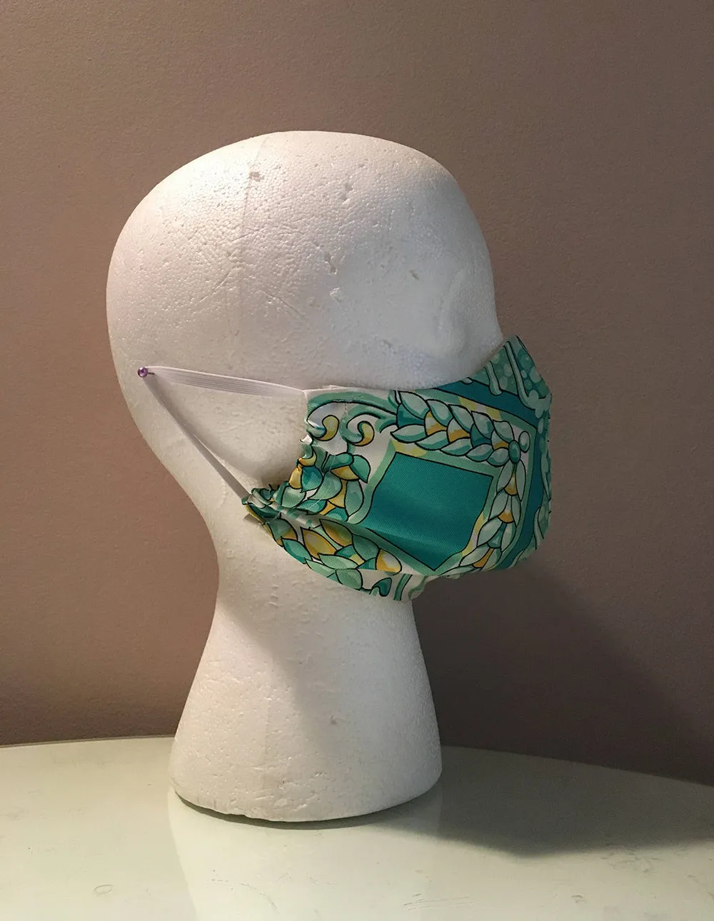 Handmade Vintage Hermes Scala Silk Scarf Face Mask