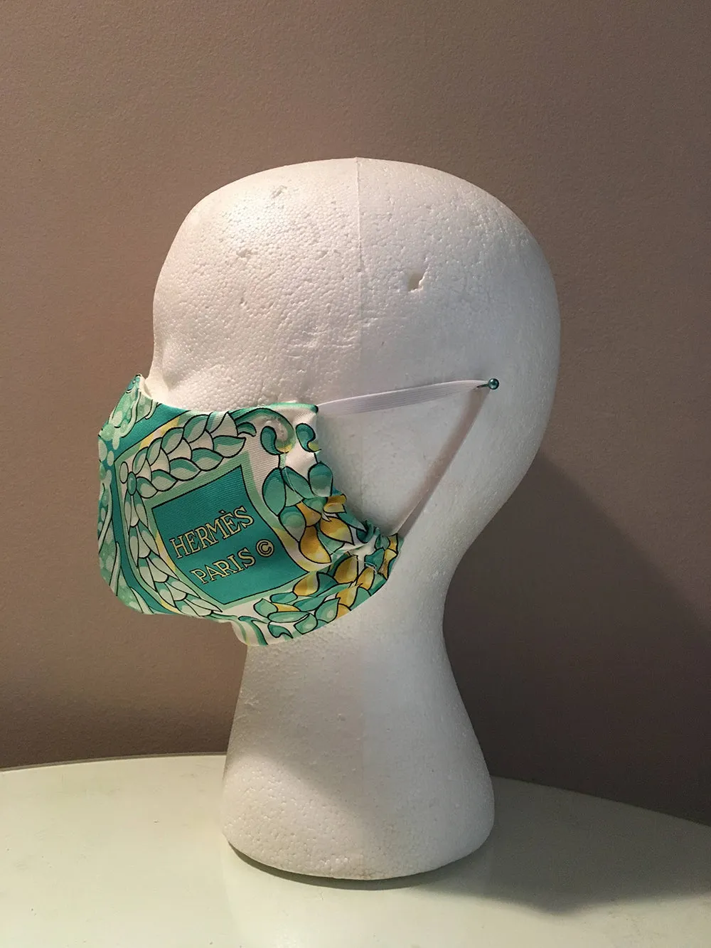 Handmade Vintage Hermes Scala Silk Scarf Face Mask