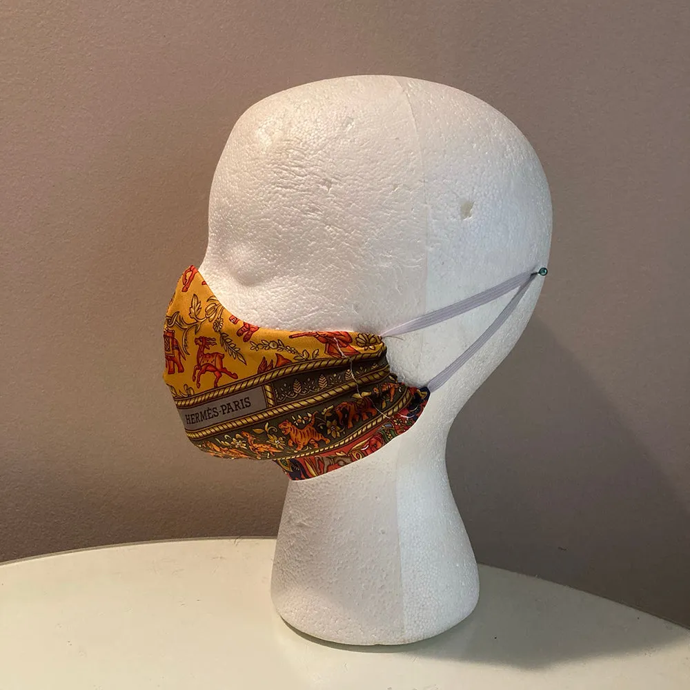 Hermes Chasse en Inde Silk Scarf Face Mask