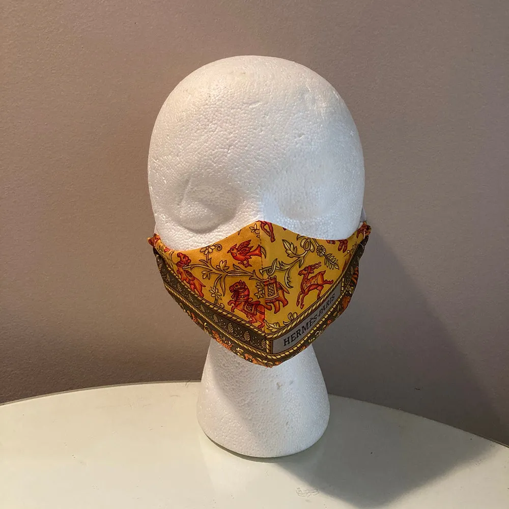 Hermes Chasse en Inde Silk Scarf Face Mask