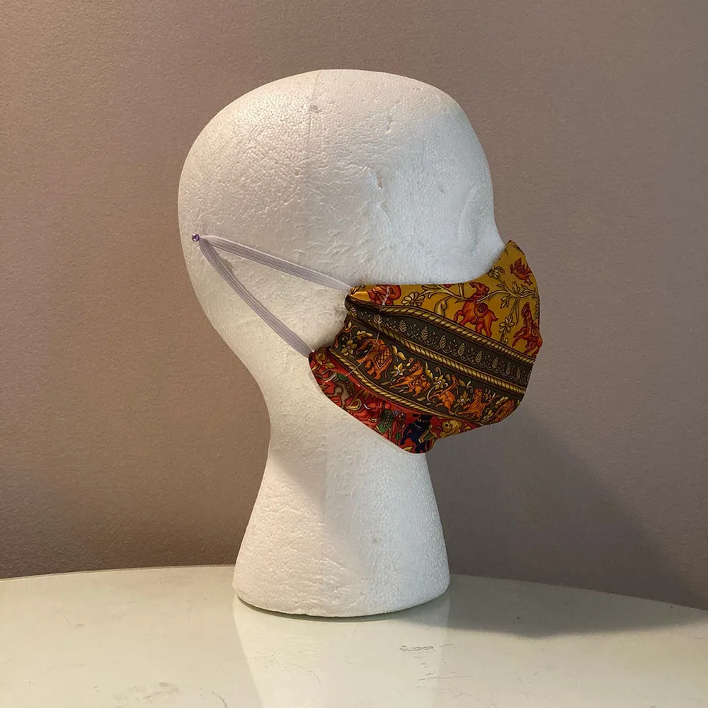 Hermes Chasse en Inde Silk Scarf Face Mask