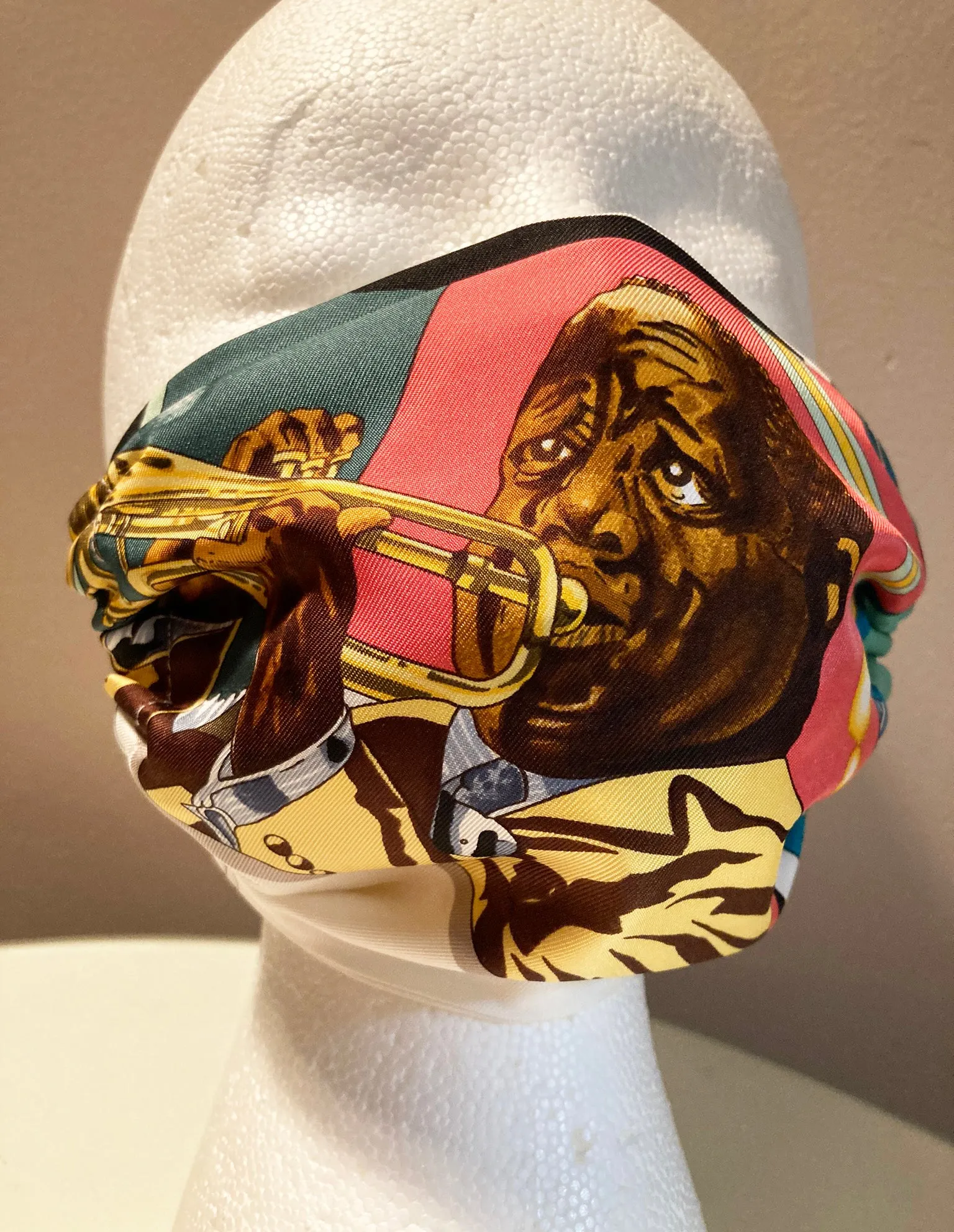 Hermes New Orleans Creole Jazz Silk Scarf Face Mask