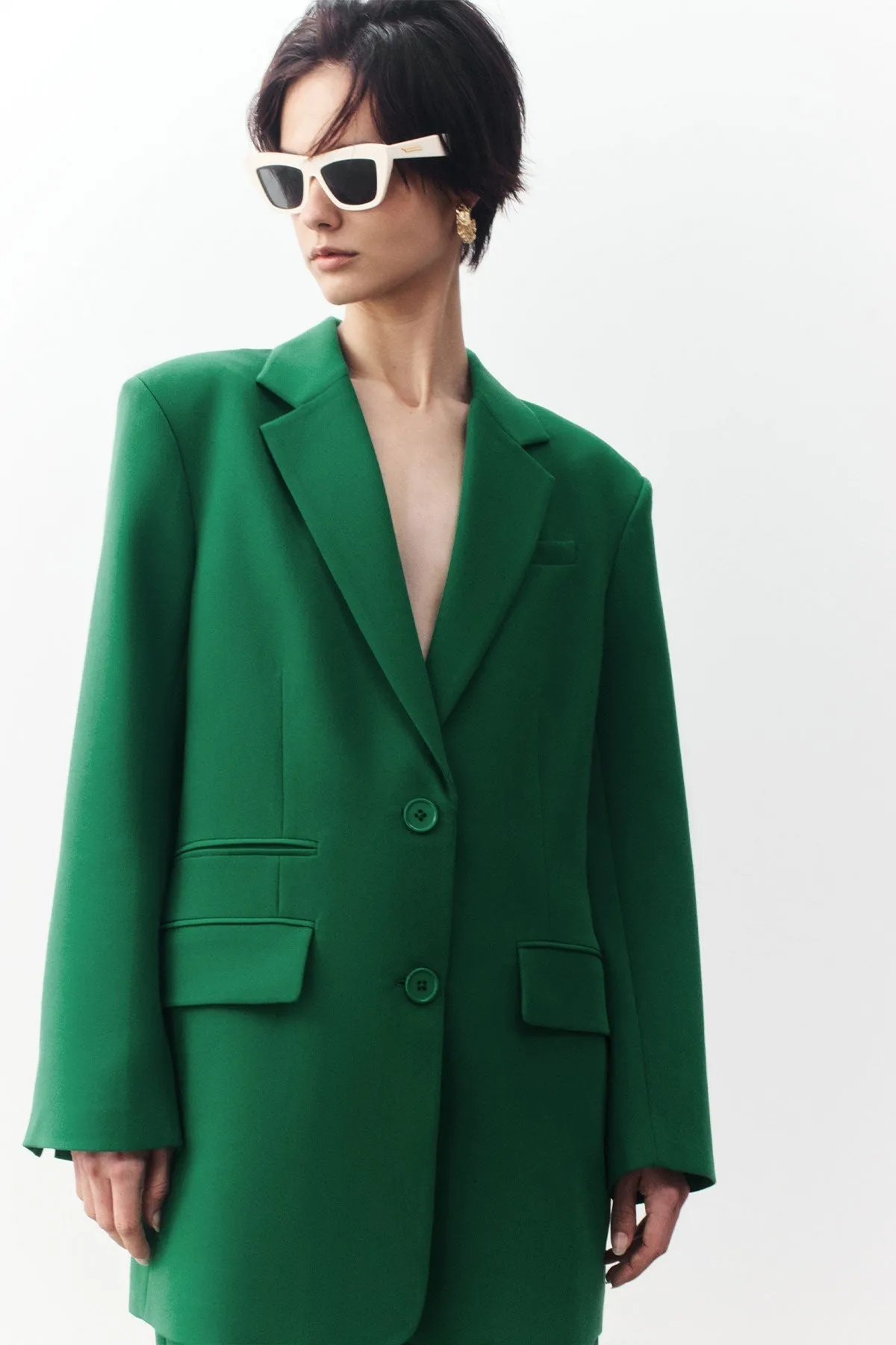 IRENA OVERSIZED BLAZER - TREE GREEN