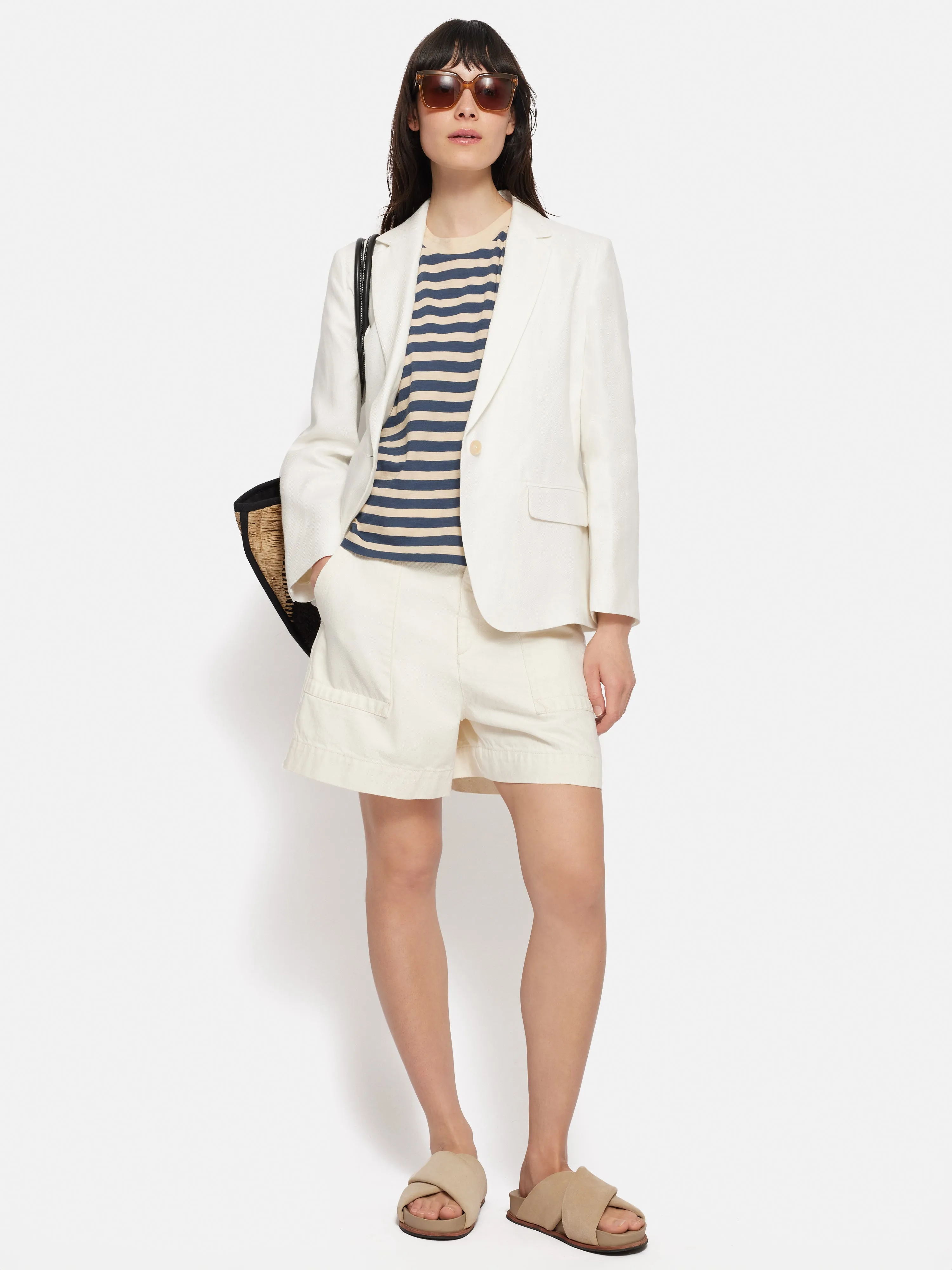 Irish Linen Herringbone Brook Jacket | White