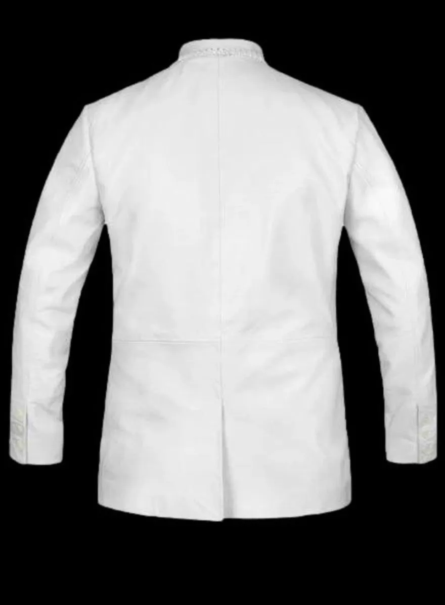 Mens White Leather Blazer 2 Button Nappa Sheepskin