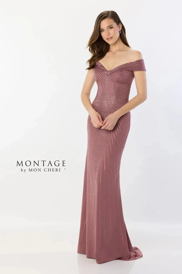 Montage M2234 Hot Stone Off the Shoulder Gown