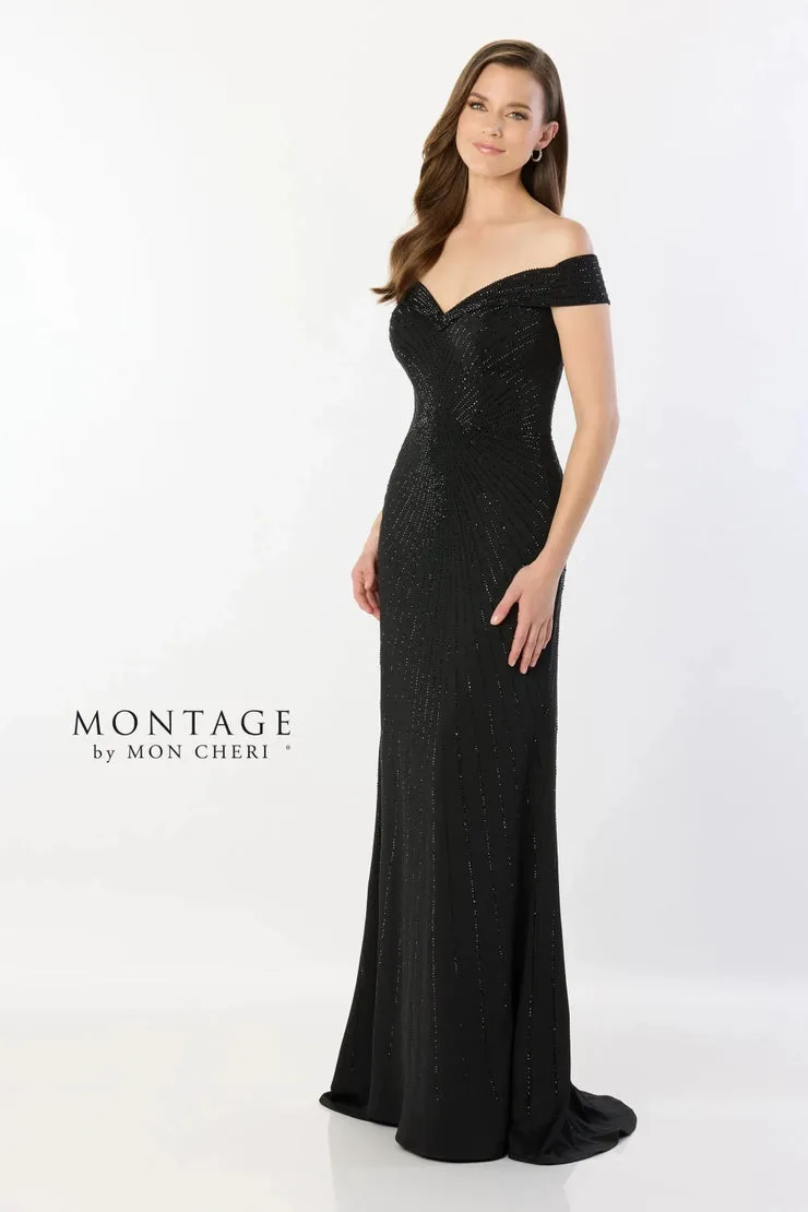 Montage M2234 Hot Stone Off the Shoulder Gown