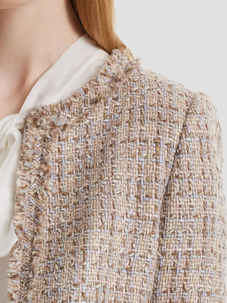 Tweed Frayed Women Crop Jacket