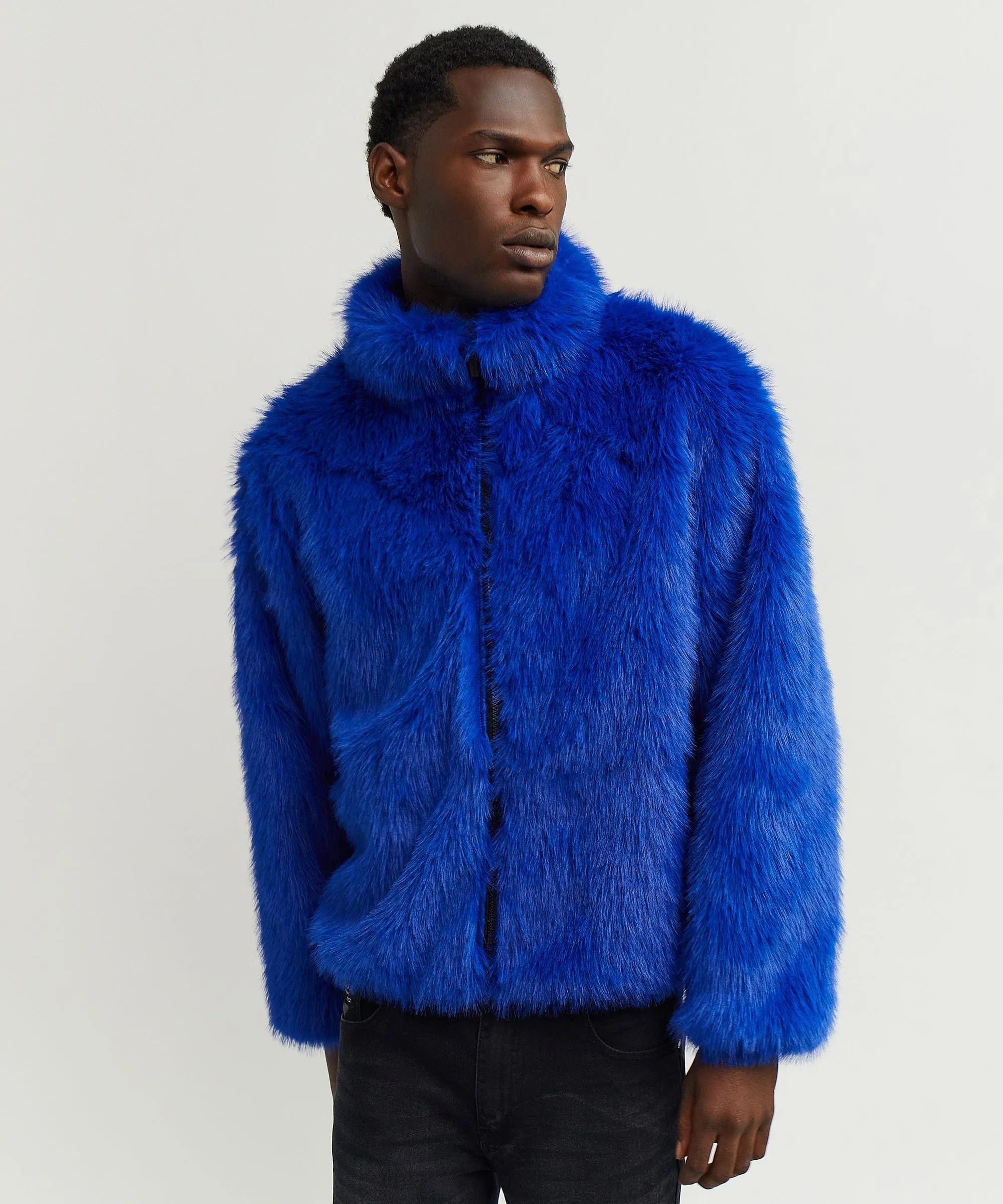 Uptown Faux Fur Jacket - Blue