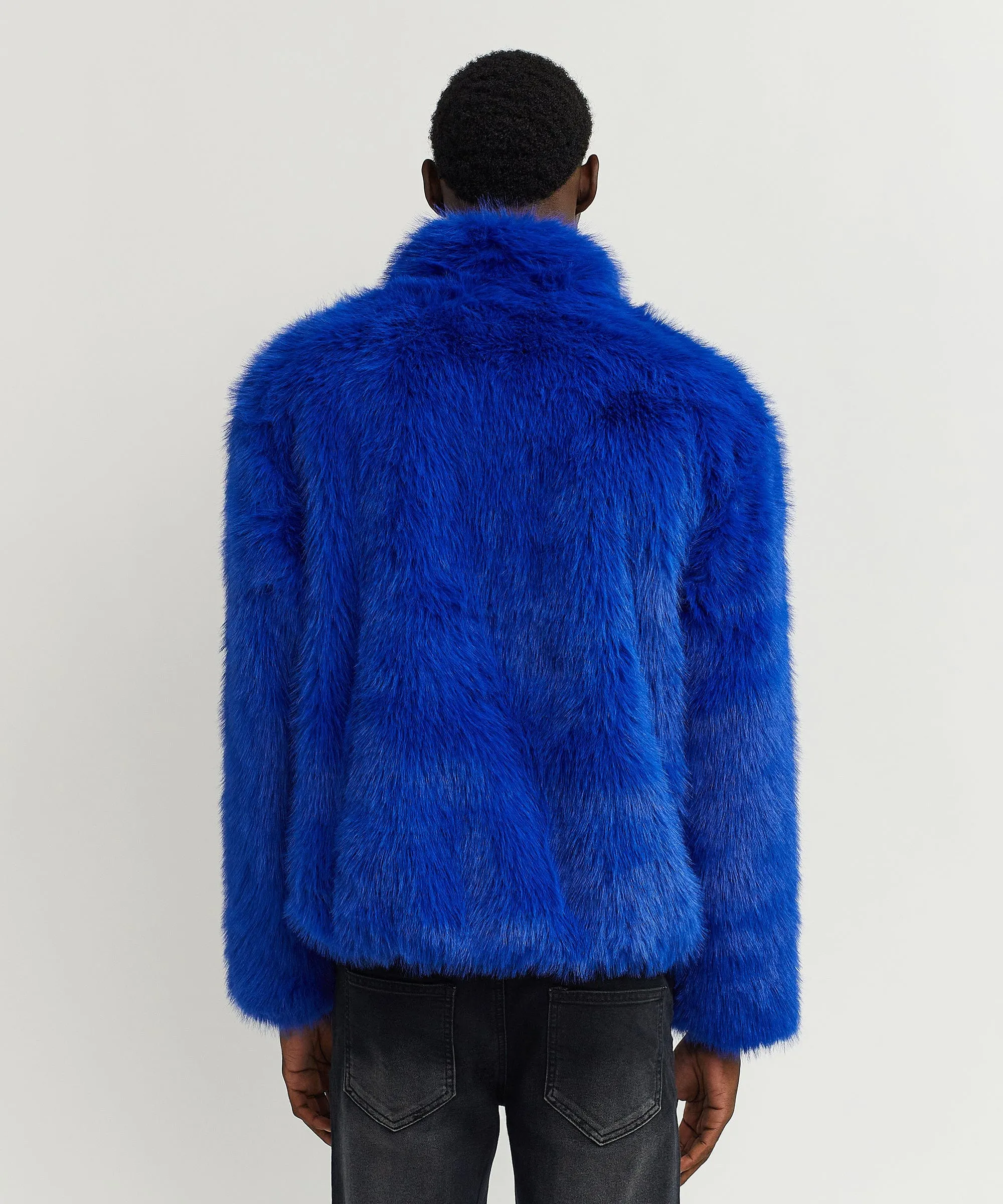 Uptown Faux Fur Jacket - Blue