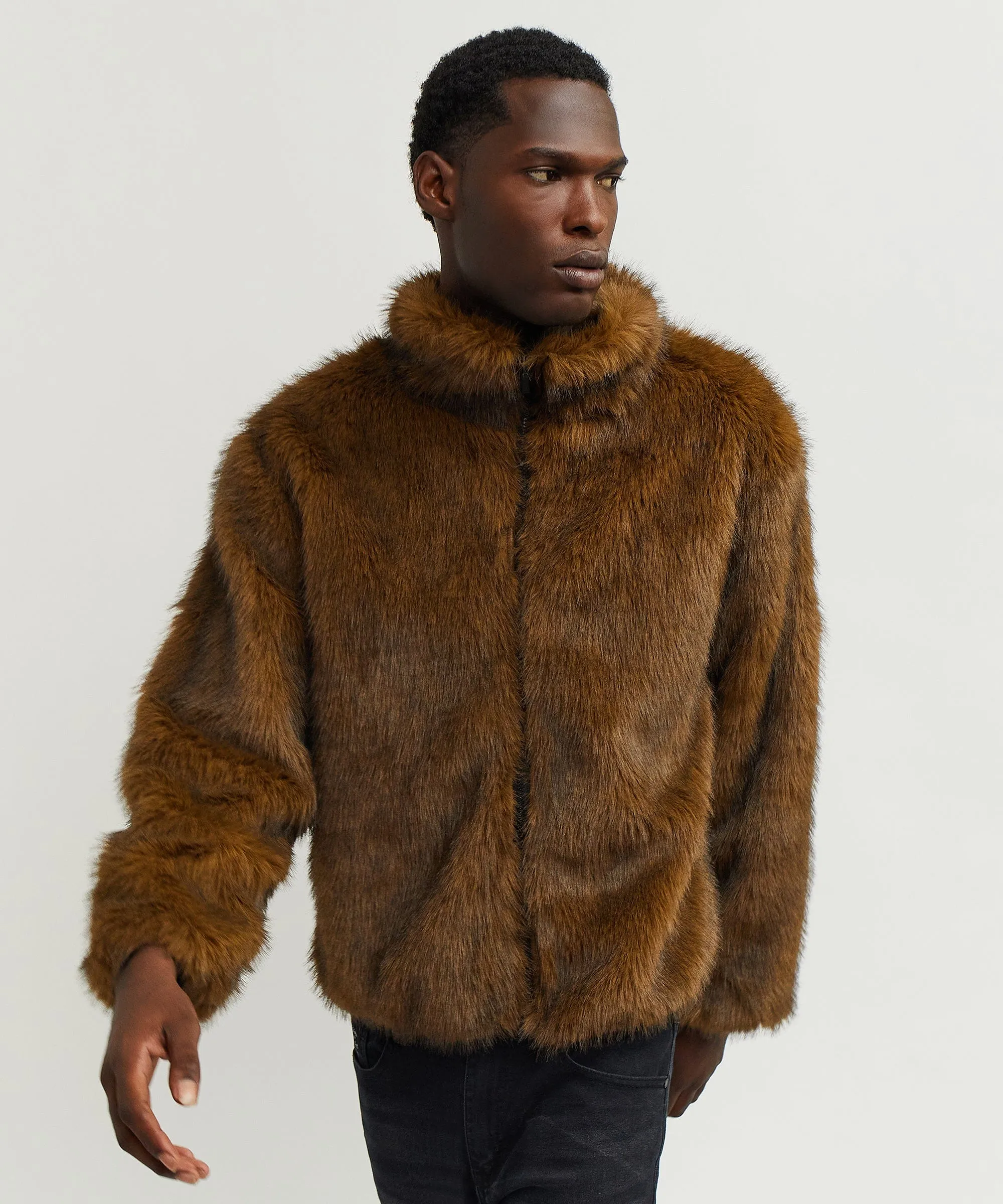 Uptown Faux Fur Jacket - Brown